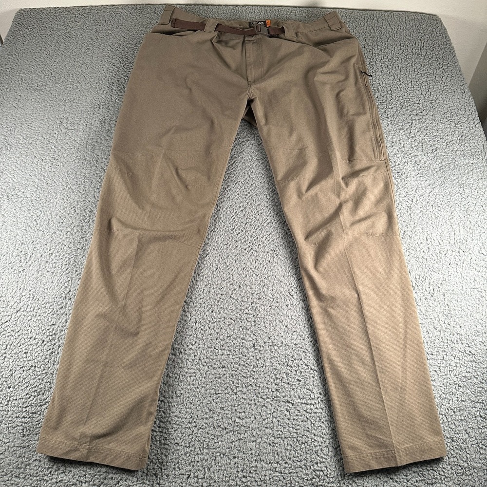 First Lite Trace Pants Mens 40x32 Khaki Grid Cargo Pockets Vented Hunting